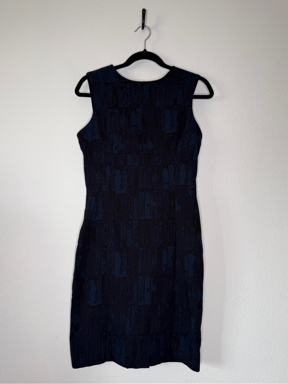 MM Lafleur Shirley Sheath Dress Black Blue High Neck Cotton Blend Size 4